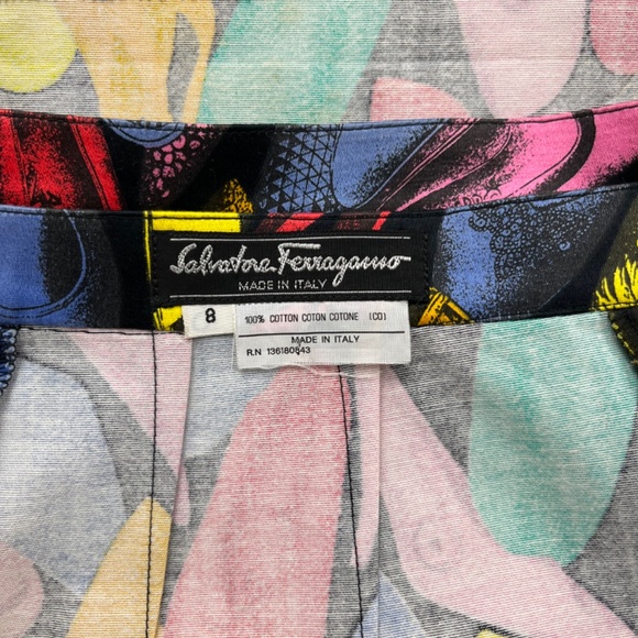 Rare Salvatore Ferragamo Spring/Summer 1991 Shoe Print Skirt - Picture 4 of 9